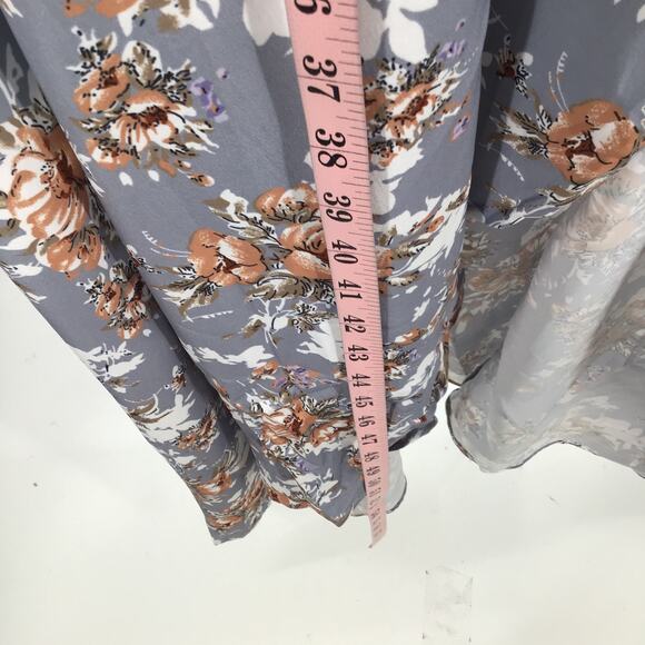BLOOMCHIC 16 1X Plus Gray Floral Surplice Neck Elastic Waist Maxi Dress NWT b76 - Picture 3 of 7
